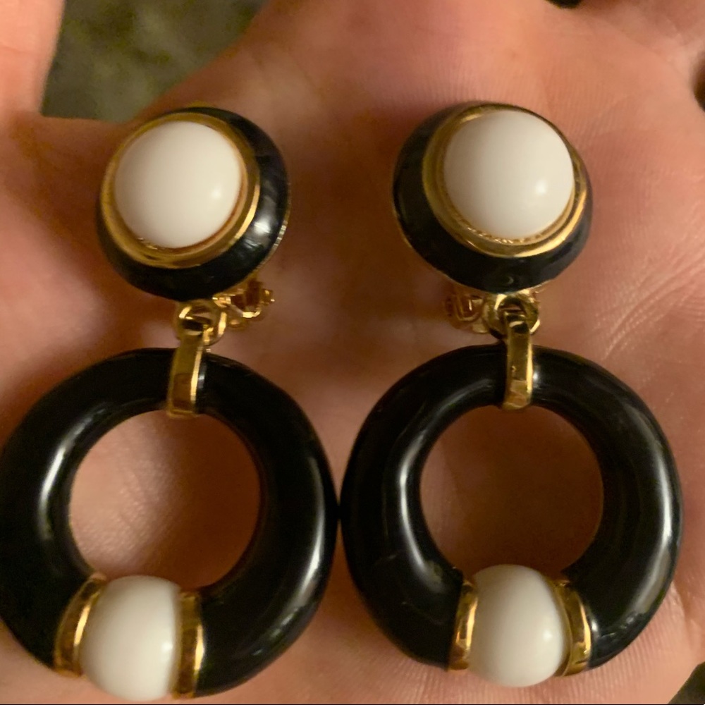 S. John Black and White Earrings